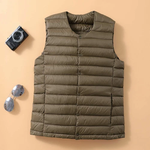 Men's Collarless Down Vest V-neck Light Down New Jacket Warm Jacket M-3XL - Picture 18 of 18
