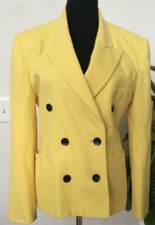 ESCADA Margaretha Ley Yellow Wool Double Breasted Blazer Jacket Size 38/US 8 EUC