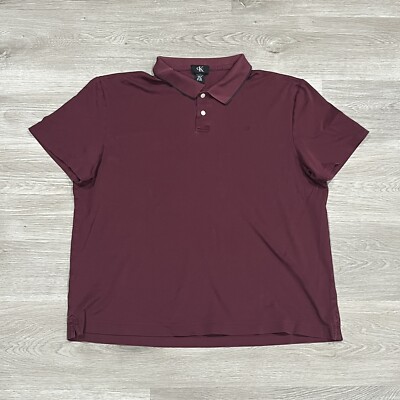 Calvin Klein Men's Polo T Shirt XL X-Large Slim Fit Burgundy Short Sleeve  Cotton