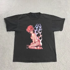 VTG Bettie Paige Olivia De Berardinis Shirt Mens Medium Black Red Devil 2002