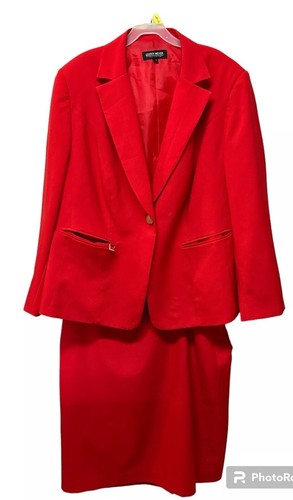 JOHN MEYER COLLECTION 2PC Skirt Suit Lined Red Size 16 - Afbeelding 1 van 18