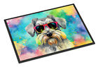 Schnauzer Hippie Dawg Indoor or Outdoor Mat 18x27 Dac2553Mat