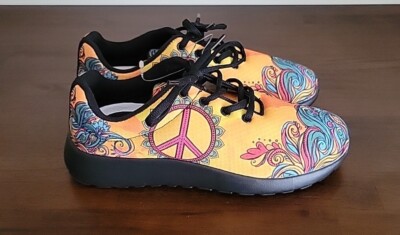 Yes We Vibe Sneaker Women 8 Multicolor Athletic Shoes Peace Love Paisley New 