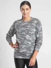 NEW Athleta Women Balance Pullover Sweatshirt Top Camo Lux Dark Grey