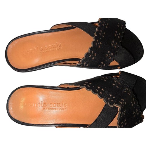GENTLE SOULS Women's Size 8.5 Black Lark Cross Elastic Scallop Slides Sandals - Picture 8 of 9