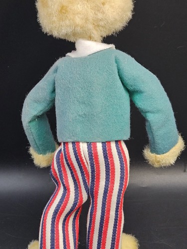 Vtg Easter Bunny Wire Arms Legs Ears POSABLE Rabbit Felt & Fabric Suit Japan - Picture 7 of 10