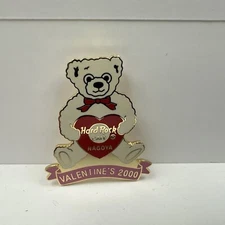 Hard Rock Cafe Nagoya - Valentine's Day 2000 Teddy Bear w/ Heart HRC Logo Pin