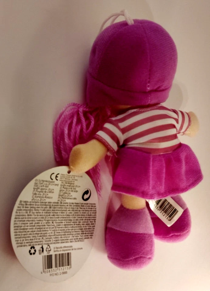 Schlenkerpuppe aus Stoff - lila, ca. 20,0 cm - Happy People, 51215 - Puppe - neu - Bild 4 von 4
