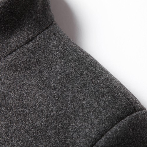 Mens Wool Blend Pea Coat Button Down Single Breasted Notch Collar Trench Coats - Picture 14 of 18