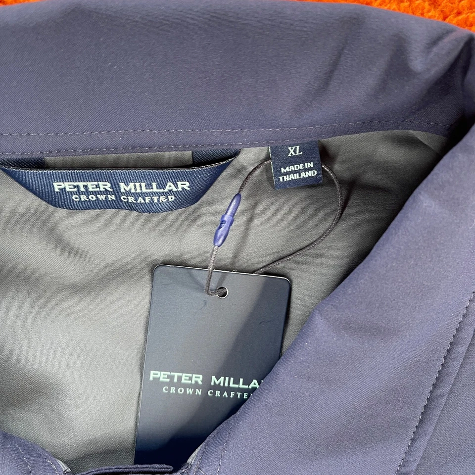 PETER MILLAR Mens XL Approach Insulated Half Snap Jacket Blue Golf Coat $230 NEW - Image 4 of 4