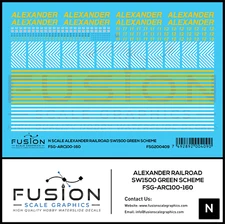 N Scale Alexander Railroad SW1500 Green Scheme Locomotive Decal Set