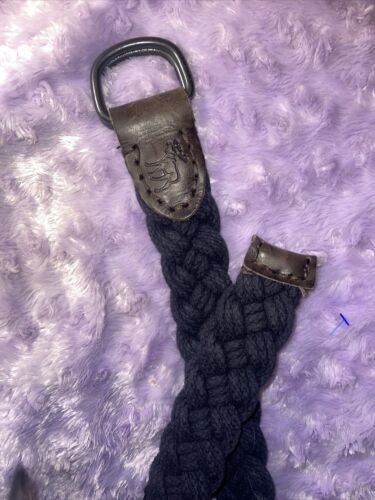 Abercrombie Fitch Brown Tooled Leather Rhinestone Oval 
