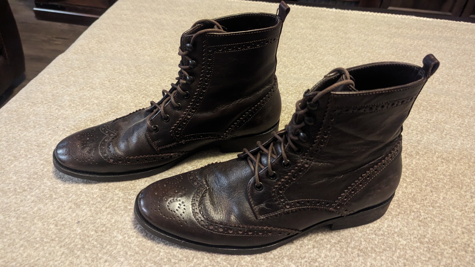 A. TESTONI BASIC Leather Wingtip Lace Up Brown Es… - image 3