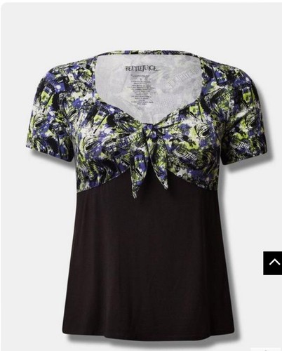NEW Torrid 4 4X BEETLEJUICE T-Shirt Tee Top Tie Front Jersey Knit Halloween - Picture 7 of 10