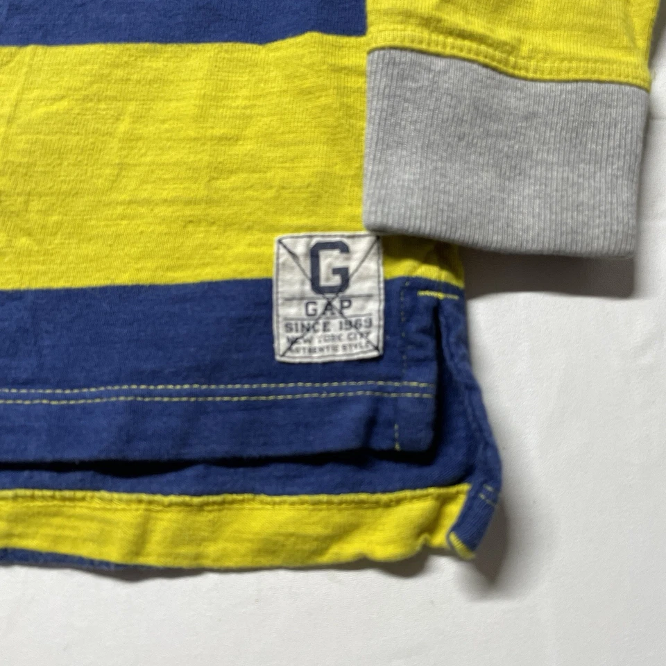 GAP Niños Polo Camiseta Niños Talla 4T Azul Amarillo Gris Rayas Manga Larga Niño Pequeño Foto 4 de 4