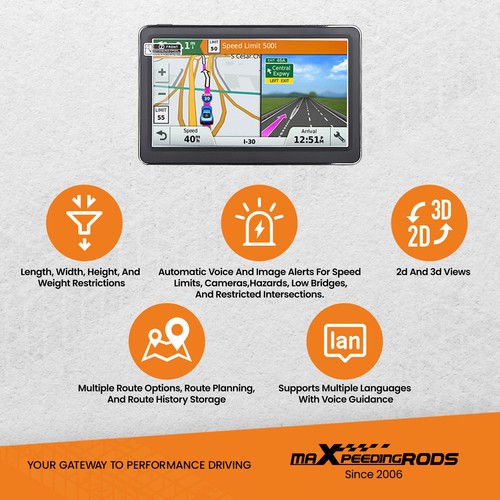 7in Truck GPS Navigation Touch Screen Direct Installation For Car RV BUS - Picture 6 of 12