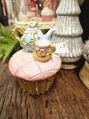 Clayre &Eef Deko Cup Cake Tasse & Kanne rosa gold Törtchen Weinachten 11x15cm