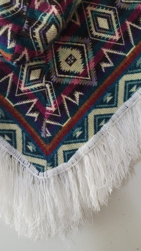 Youth Handmade Hooded Poncho Cape/ Fur Hat trim Native American Size M/L - Picture 4 of 10