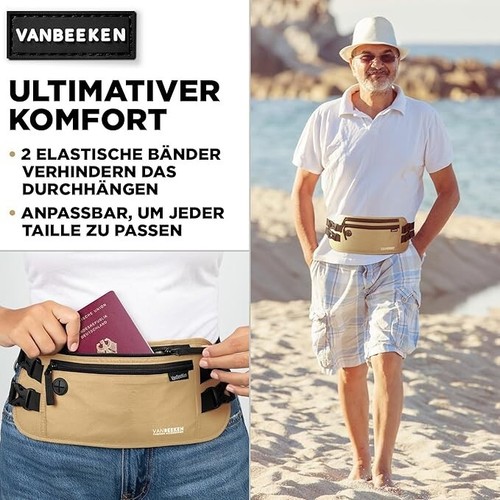 Portafoglio/Fanny Pack da viaggio nascosto Van Beeken RFID porta passaporto uomo e donna nuovo con etichette - Foto 6 di 6