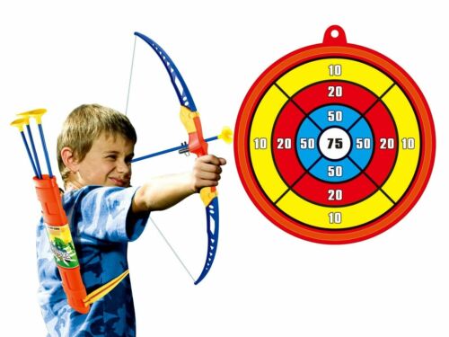 Arc et flèche d'entraînement au tir à l'arc pour enfants avec sucettes en caoutchouc ensemble de jouets cible NEUF garçon fille - Photo 1/2