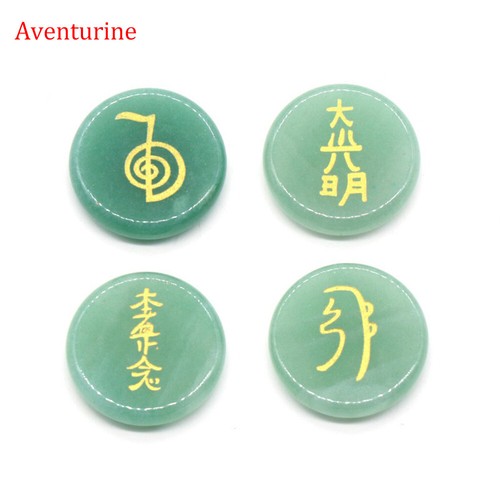 4pcs/Set Engraved Usui Reiki Symbol Healing Energy Sanskrit Palm Crystal Stone - Picture 13 of 22