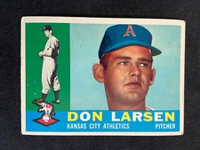 1960 Topps Baseball #353 DON LARSEN Kansas City Athletics VG