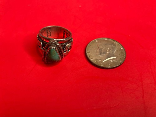 Rogelio Sterling and turquoise ring Kokopelli design 14.7 gr, size 11 - Picture 3 of 5