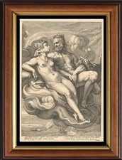 STAMPA ANTICA '800 Hendrick Goltzius Muhlbracht 1558 - 1617 Jupiter en Juno
