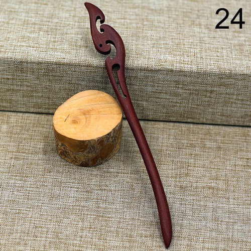 Alfileres para el cabello tradicionales retro para mujer tallados ébano madera alfileres originales - Imagen 30 de 33