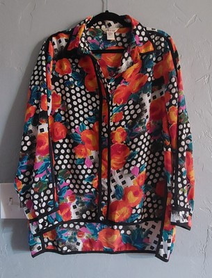 Lucky & Coco Tops Button Down, Polyester, Women's L, 19 Inch Of Armp To Armp.