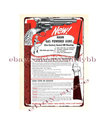 1959 New Hahn Gas Powered Guns metal tin sign brewery bar man cave club art