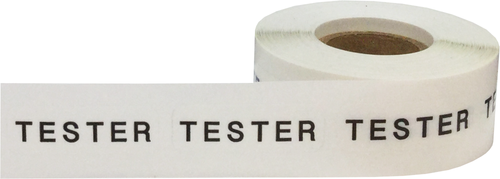 Clear with Black Tester Stickers, 1/2 x 1.5 Inches in Size, 500 Labels on a Roll - Picture 2 of 2