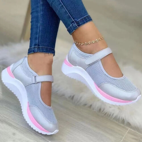 Rundkopf Strick Damen Dicke Sohle Einzel Schuhe Damen Große Größe 36-43 Gitter - Bild 3 von 25