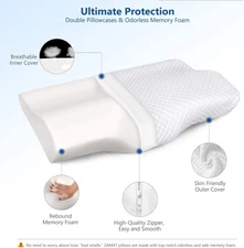 Memory Foam Pillow for Neck Pain Relief, Adjustable, Free Shipping