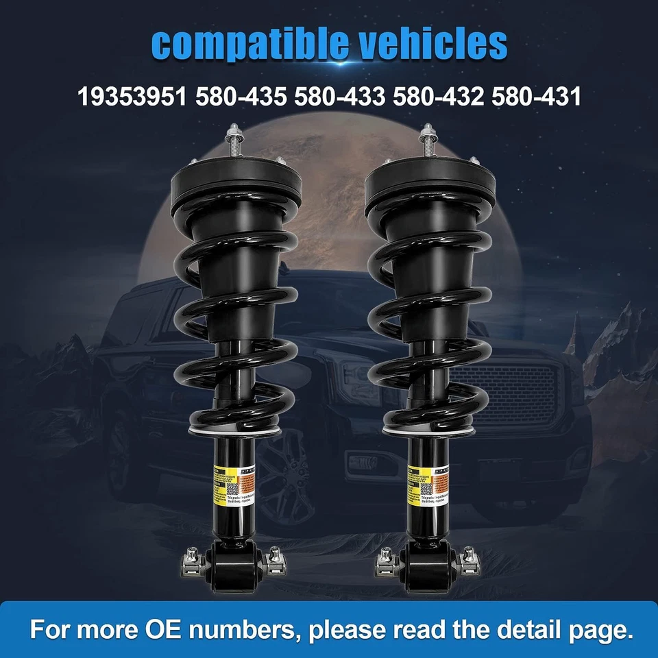 New 2X Front Strut Assy Shock For Cadillac Escalade GMC Yukon Magneride 580-435 Foto 3 de 4