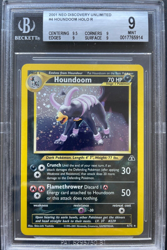 Pokémon Houndoom Holo Rare 4/75 Neo Discovery 2001 BGS Mint 9