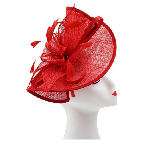 Women Feathered Sinamay Fascinator Disc Headband Wedding Party Race Royal Ascot - Picture 29 of 42