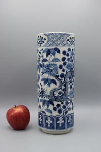 Antique Chinese Blue & White Porcelain Sleeve Dragon Vase Kangxi Revival 19th C.