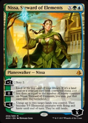 Nissa Steward of Elements 1x FOIL AKH MTG Amonkhet Mythic MINT green Nissa Steward of Elements 1x FOIL AKH MTG Amonkhet Mythic MINT green