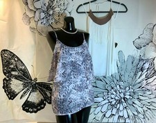  2 Silence  Noise Halter Sz M Maurices Cami Top adj strap Fringe White Purple