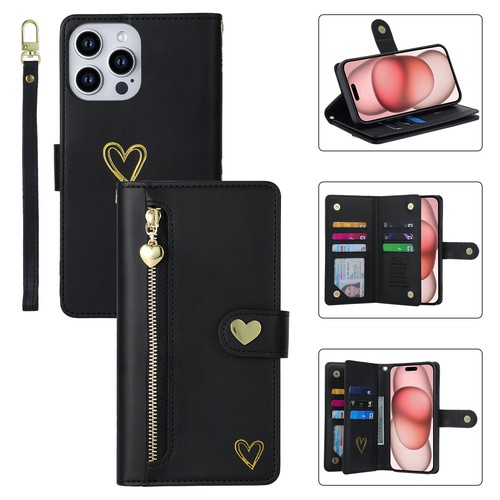 For iPhone 16 15 Pro Max 14 13 12 11 WOMEN Leather Card Wallet Flip Case + Strap - Picture 14 of 78