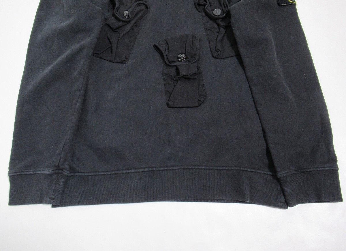Stone Island Multi Detail Pocket Mock Neck Sweatshirt Black Stone Island Multi Detail Pocket Mock Neck Sweatshirt Black