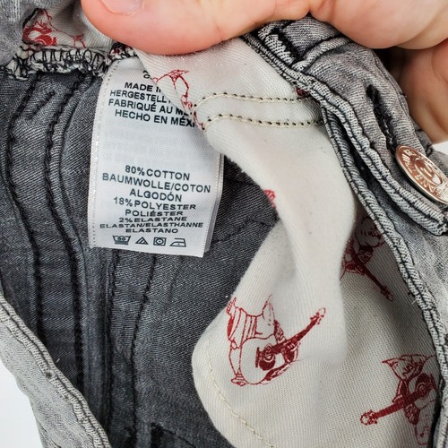 True Religion Straight Jeans Youth Unisex Size 12 Gray Distressed Stretch Fabric - Picture 10 of 16