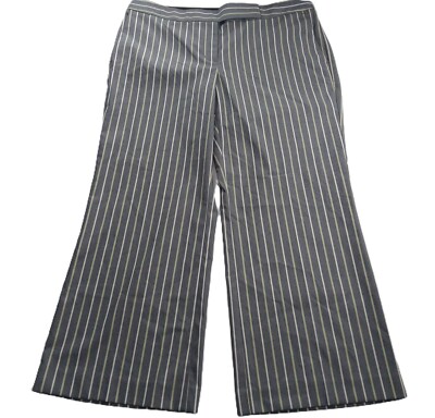 Express Women's Low Rise Editor Crop Pant Size 10 Gray White Green Striped