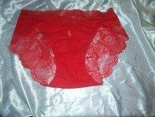 Kesser transparenter Pin Up Nylon Spitzen Slip S/M rot Schl&uuml;pfer Panty  (a33)