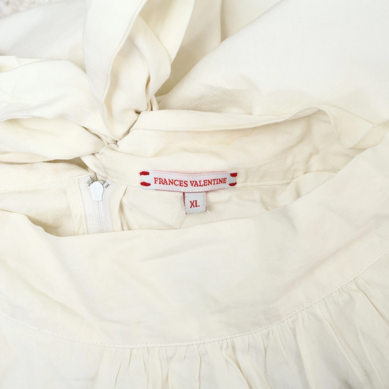 VALENTINO Maxi abito Frances Valentine avorio collo alto spacco senza maniche cotone XL 279871