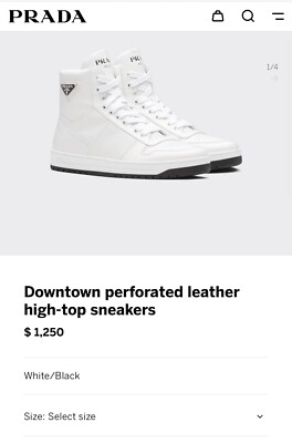Prada downtown perforated leather high-top sneakers