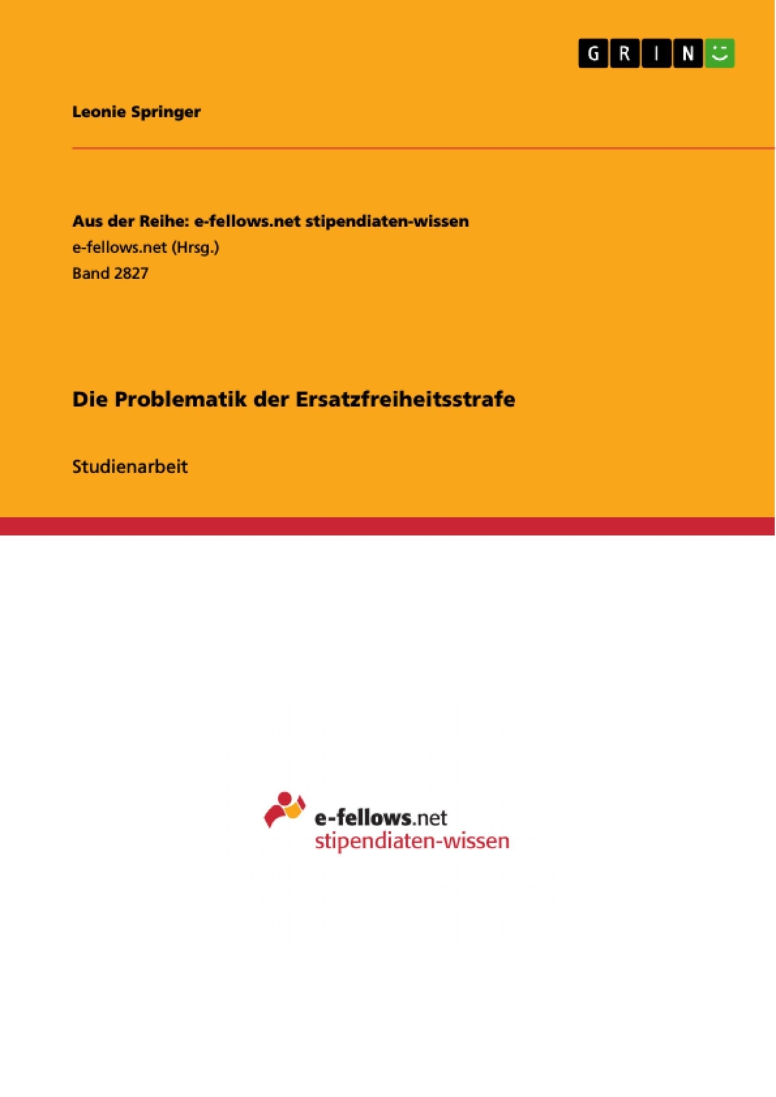Thumbnail - Die Problematik Der Ersatzfreiheitsstrafe Leonie Springer Taschenbuch