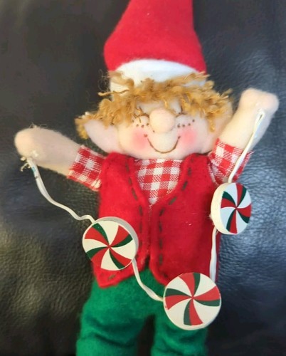 Vintage Elf Jester Christmas Santa Hat Doll Posable Pixie - Picture 2 of 14