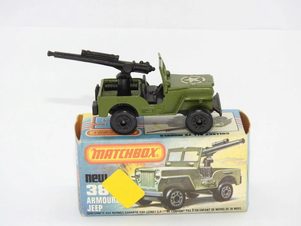 MATCHBOX SUPERFAST 38 ARMOURED JEEP SLEET N SNOW BASE MINT IN RARE BOX 1976-80 - Image 4 of 4